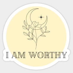 Affirmation Collection - I Am Worthy (Yellow) Sticker